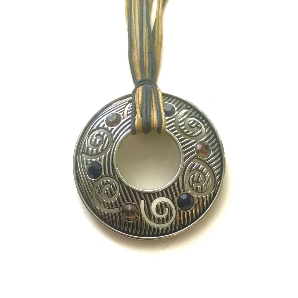 Brown, Black, Silver Pendant Necklace-Lia Sophia